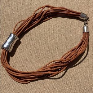 Silpada multi-strand leather and sterling silver Necklace 16" Long